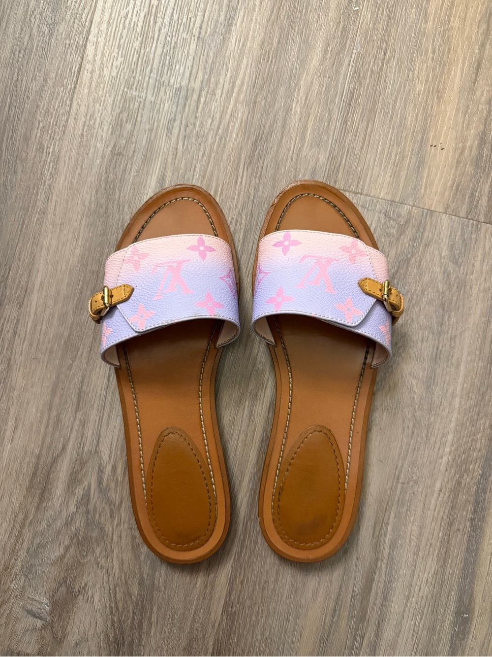 Louis Vuitton Pink & Lavender Monogram Slide Sandals